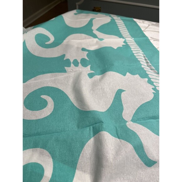Beach Road Seahorses Teal White “The Beach Sheet” - Picture 10 of 14
